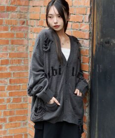 WEGO 【ユニセックス着用ITEM】ダメージジャガードカーディガン