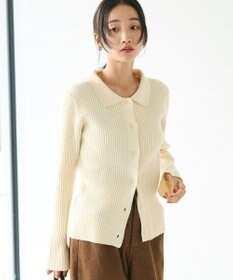 CRAFT STANDARD BOUTIQUE 襟付きニットコンパクトカーディガン