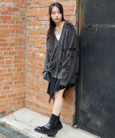 WEGO 【ユニセックス着用ITEM】ダメージジャガードカーディガン