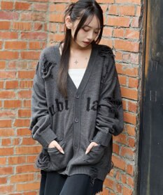 WEGO 【ユニセックス着用ITEM】ダメージジャガードカーディガン