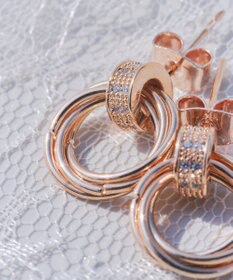 Tiaclasse 【金属アレルギー対応】ストーンフープバインドピアス