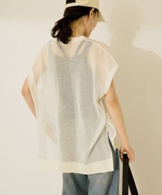 AMERICAN HOLIC ウォッシャブルシアーニットフレンチスリーブトップス