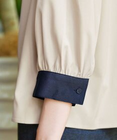 Tiaclasse 【洗える】配色パフスリーブシャツブラウス