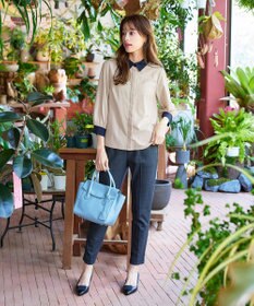 Tiaclasse 【洗える】配色パフスリーブシャツブラウス