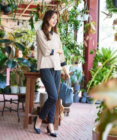 Tiaclasse 【洗える】配色パフスリーブシャツブラウス