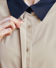 Tiaclasse 【洗える】配色パフスリーブシャツブラウス