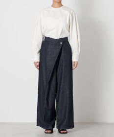 NAVE 【ReNave・セットアップ可/洗える】マーセライズデニム ラップワイドパンツ