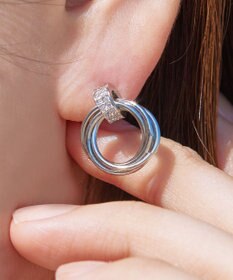 Tiaclasse 【金属アレルギー対応】ストーンフープバインドピアス