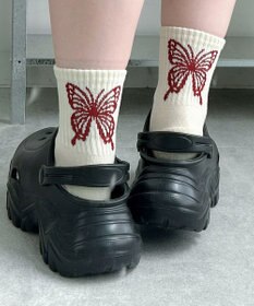 WEGO バックバタフライクルーソックス