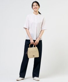 J.PRESS LADIES 【シーンレスに活躍】セルロースカラミストライプ バンドカラー ブラウス