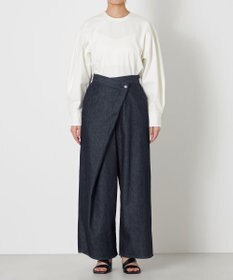 NAVE 【ReNave・セットアップ可/洗える】マーセライズデニム ラップワイドパンツ