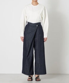 NAVE 【ReNave・セットアップ可/洗える】マーセライズデニム ラップワイドパンツ