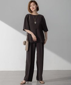 23区 【接触冷感/UVカット/吸水速乾】ストレッチジョーゼット ワイド パンツ