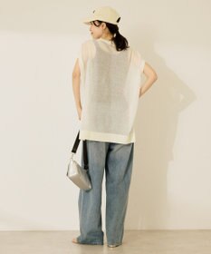 AMERICAN HOLIC ウォッシャブルシアーニットフレンチスリーブトップス