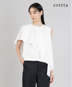 23区 【エステータ】トリアセファインジャージー ラッフルデザイン カットソー