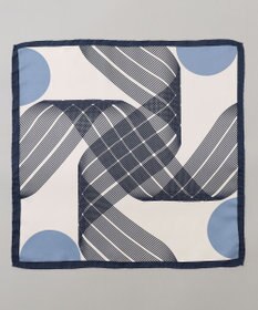 GOTAIRIKU 首にも巻ける【2WAY/日本製】シルク100% ポケットチーフ（幾何学柄）