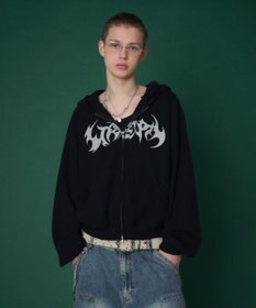 WEGO 【ユニセックス着用ITEM】ワッフルグラフィックカットZIPパーカー