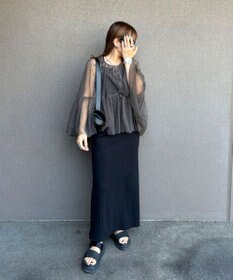 Green Parks リボンチュールデザインブラウス