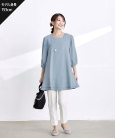 Tiaclasse 【洗える】裾フリルパフ袖チュニック