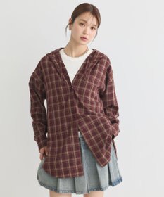 earth music&ecology フーディーチェックシャツ