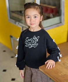 ANY KIDS 袖リボン トレーナー ブラック