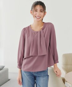 Tiaclasse 【洗える】アシンメトリードレープブラウス