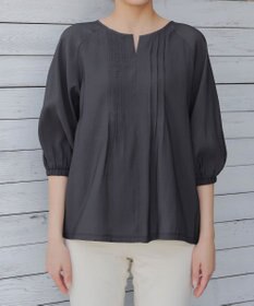 Tiaclasse L 【洗える】ラグランタックブラウス