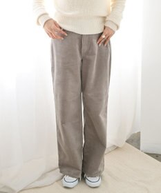 caqu ワイドフィット 裏起毛コーデュロイパンツ