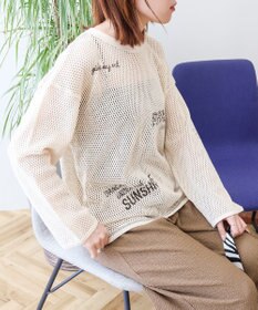 AMERICAN HOLIC 【WEB限定】ランダムロゴメッシュロングTシャツ/チュニック