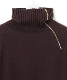 23区 L ボイルドウールコンビ ジップ タートルニット
