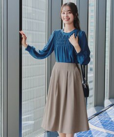 Tiaclasse 【洗える】メランジツイルフレアスカート