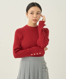 earth music&ecology スリーブ釦ニットプルオーバー