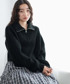 WEGO ハーフジップショートニットプルオーバー