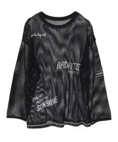 AMERICAN HOLIC 【WEB限定】ランダムロゴメッシュロングTシャツ/チュニック
