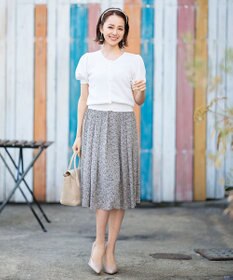 Tiaclasse L 【洗える】ひんやり心地良いパフ袖ニットカーディガン