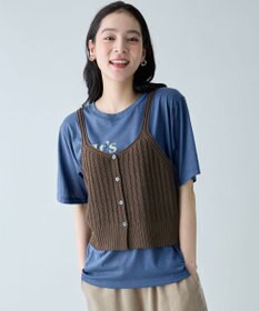 ANY L リネンライクレーシーニットビスチェ