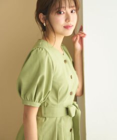 Feroux 【洗える】パフスリーブシャツ ワンピース