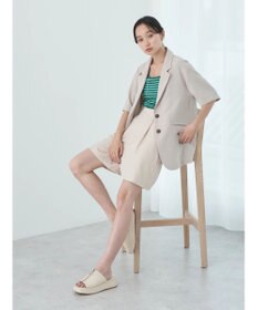 earth music&ecology リネンライク５分袖ジャケット