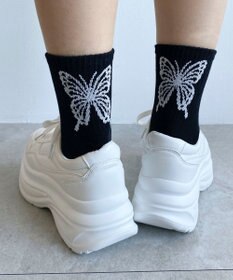 WEGO バックバタフライクルーソックス