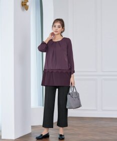 Tiaclasse 【日本製・洗える】すふれ起毛ワイドパンツ