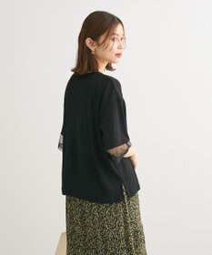 Green Parks 袖チュールドッキングシアー５分袖プルオーバー