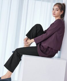 Tiaclasse 【日本製・洗える】すふれ起毛ワイドパンツ