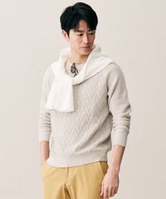 JOSEPH ABBOUD 【エコ素材和紙使用・日本素材】和紙杢メッシュクルーネック ニット