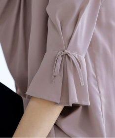 Tiaclasse L 【洗える】リボン付きタックスリーブチュニックブラウス