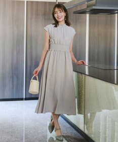 Tiaclasse 【洗える】麻調シャーリングハイネックワンピース