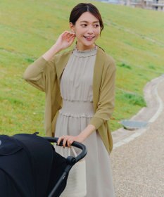 Tiaclasse 【洗える】麻調シャーリングハイネックワンピース