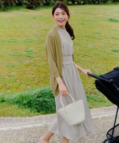 Tiaclasse 【洗える】麻調シャーリングハイネックワンピース