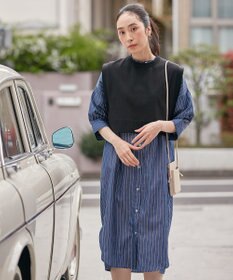 ANY 【洗濯機可・セットアイテム】短丈ベスト×シャツワンピースセット