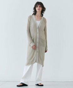 BEIGE， 【洗える】OPTICAL / ペーパーヤーンVネックロングカーディガン