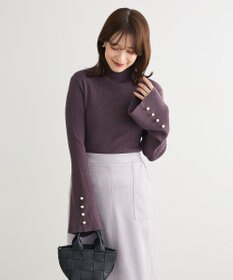 Green Parks ・ｓｗｉｎｇ　ｂｙ　袖パールボタンフレアリブニット